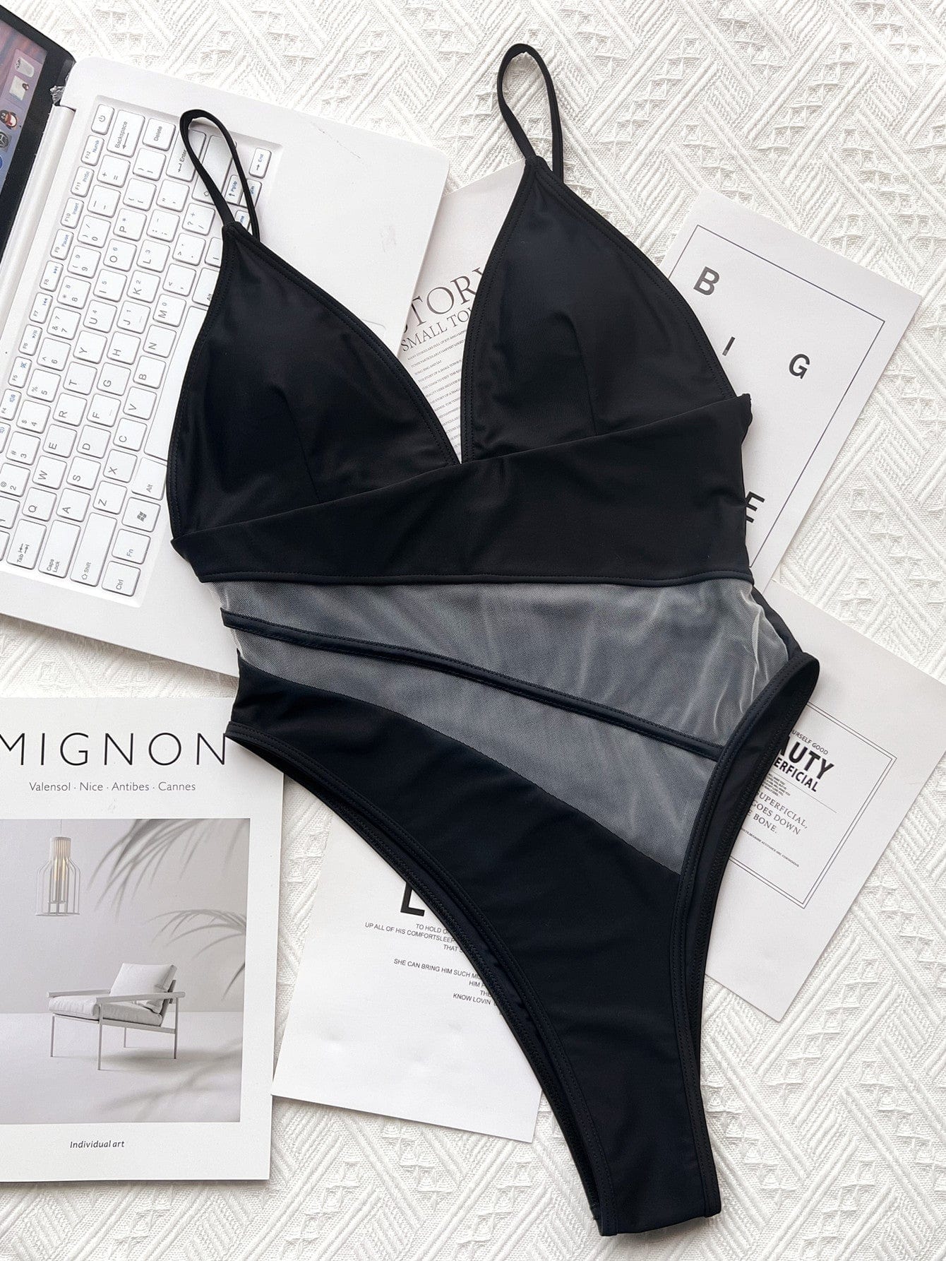 Bañador negro con malla transparente - Image 3