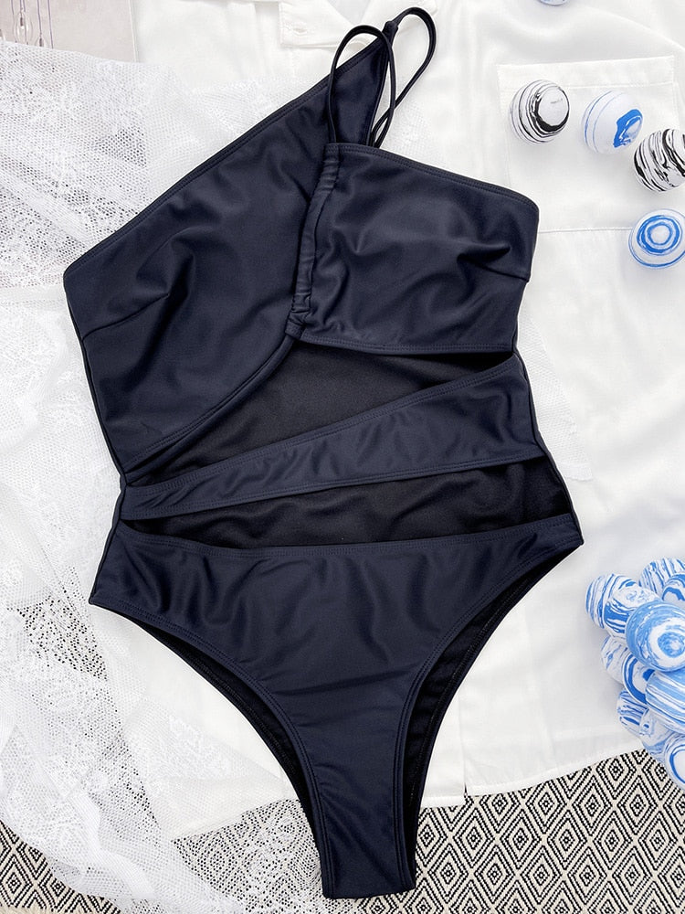 Bañador negro con recortes profundos - Image 6