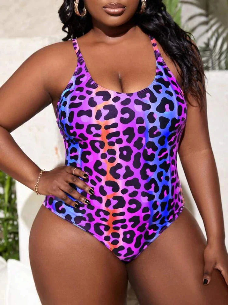 Bañador plus size con motivo de leopardo - Image 4