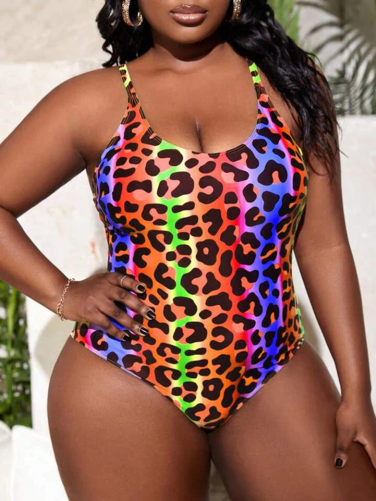 Bañador plus size con motivo de leopardo - Image 5