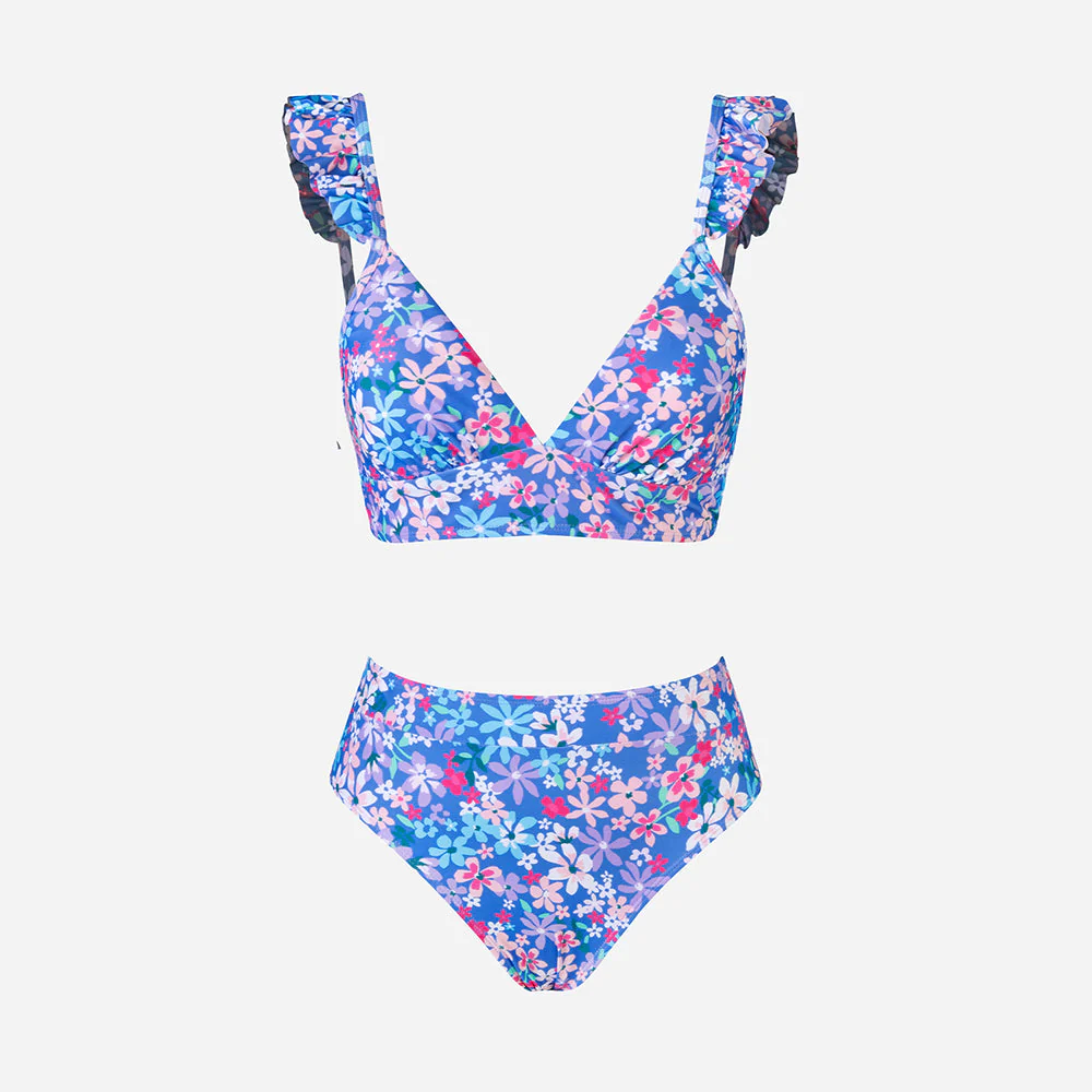 Biquini azul con motivo floral - Image 5