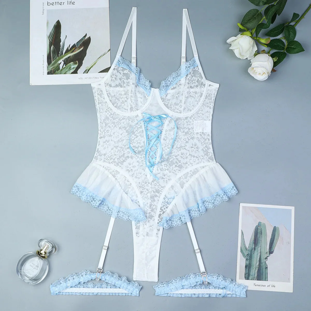 Body de encaje blanco con volantes - Image 6