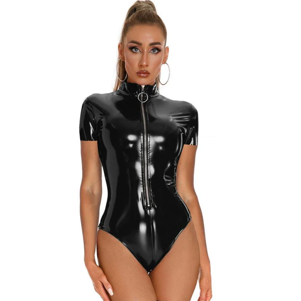 Body de látex con manga corta y cremallera - Image 2