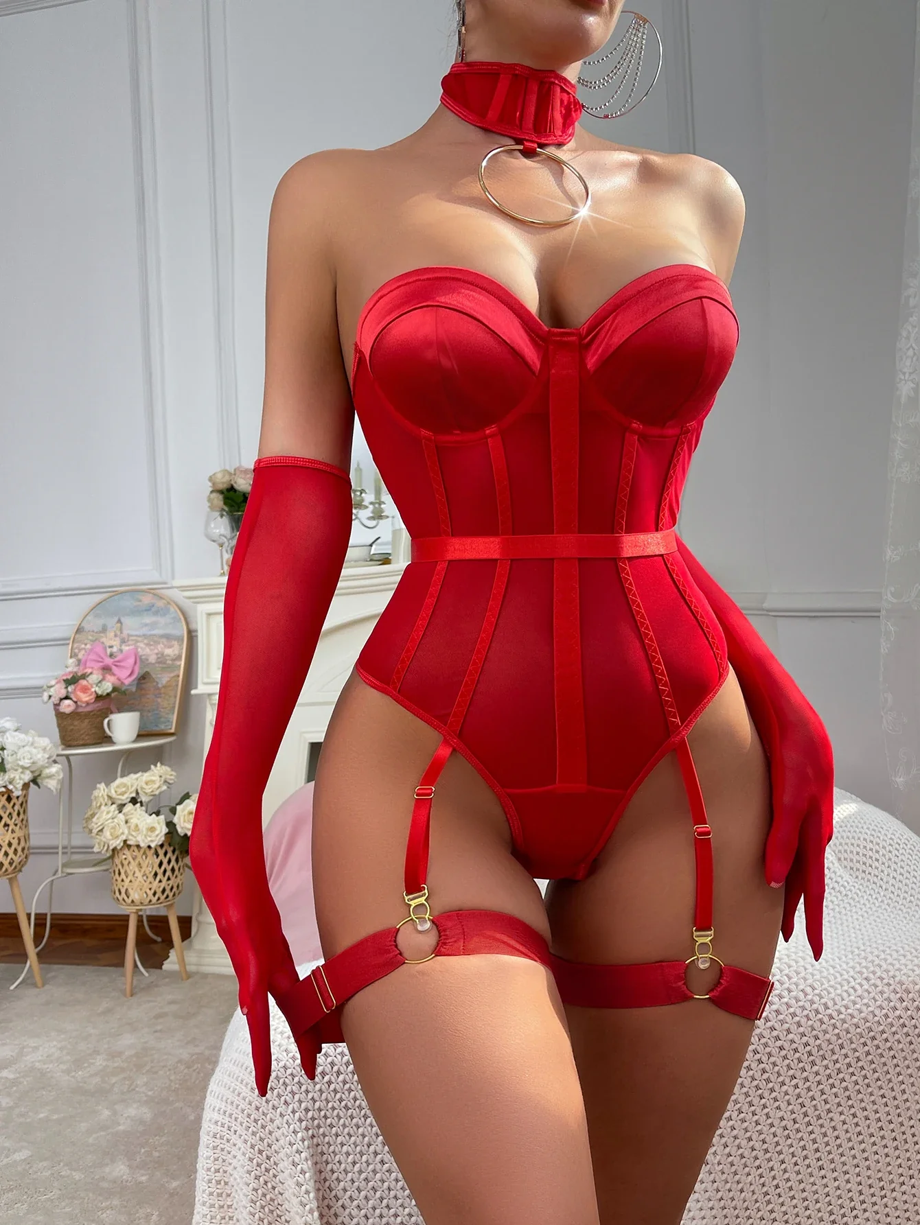 Body sin hombros con choker y anillo - Image 9