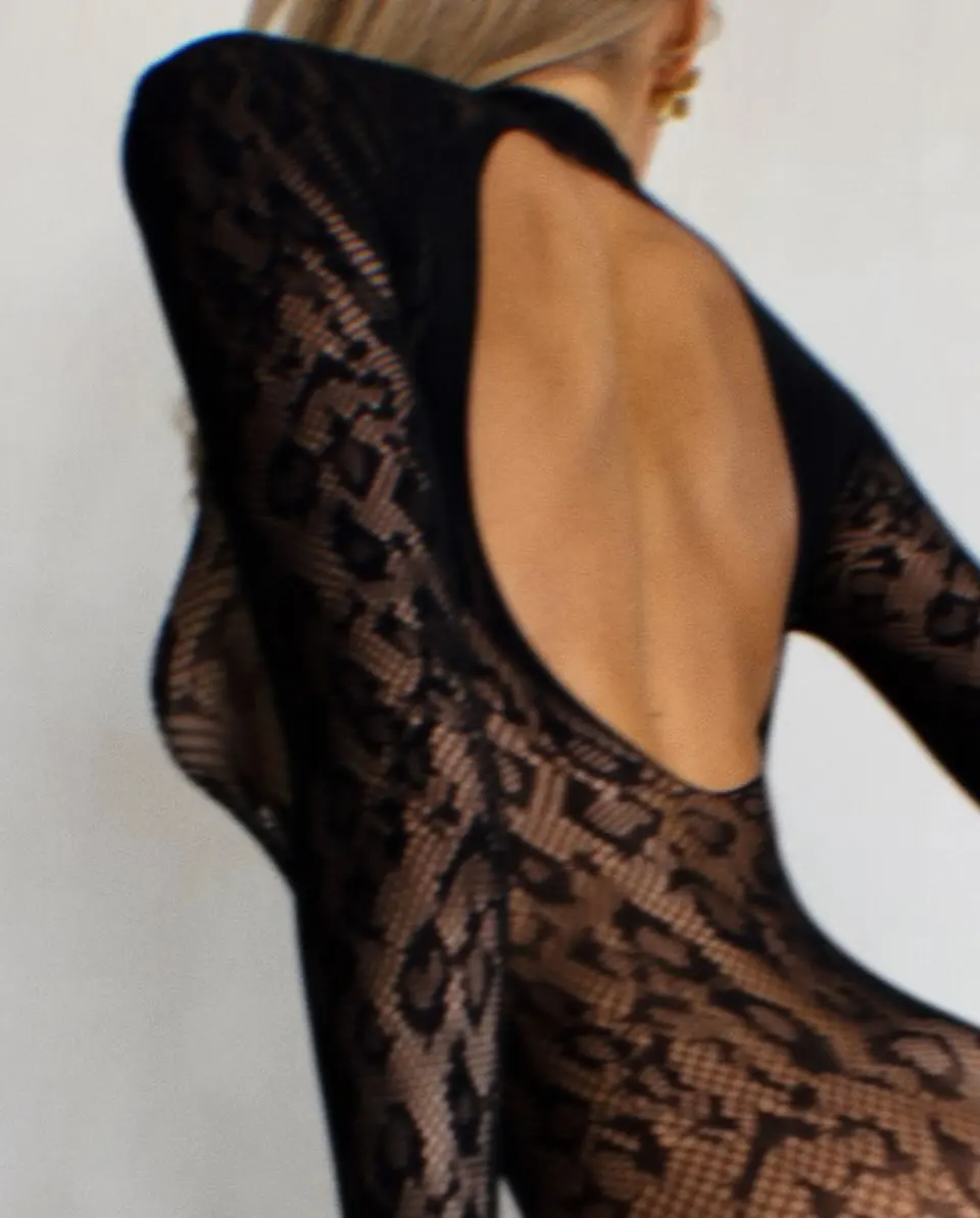 Bodystocking de encaje con motivo animal - Image 5