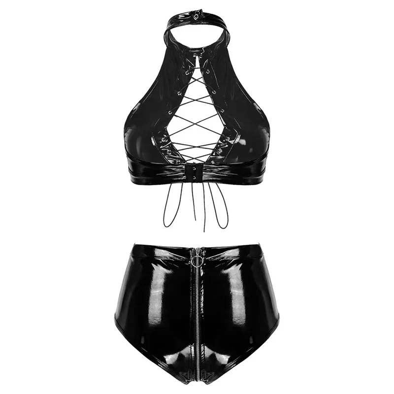Conjunto de látex con entrepierna abierta y lazado - Image 4
