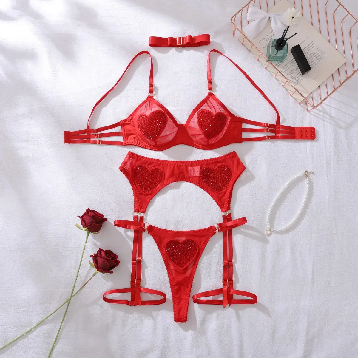 Conjunto de lencería con corazoncitos brillantes Judy - Image 7