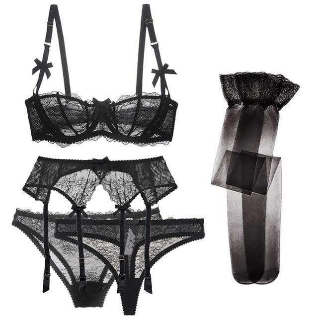 Conjunto de lencería de encaje con medias Roxanne - Image 5