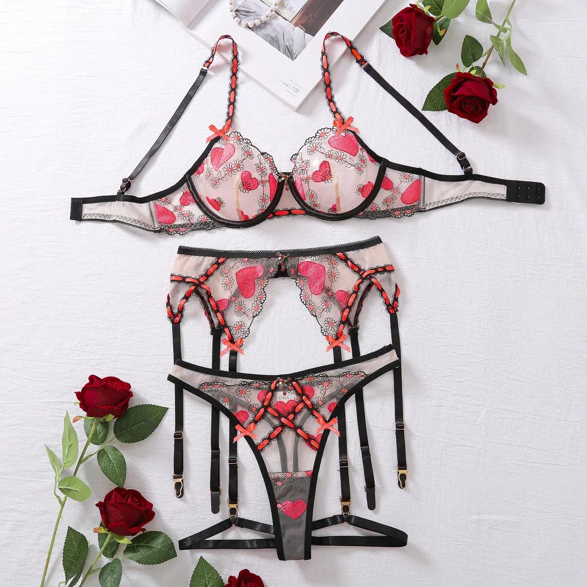 Conjunto de lencería de encaje con ribete de lacitos Jessica - Image 7