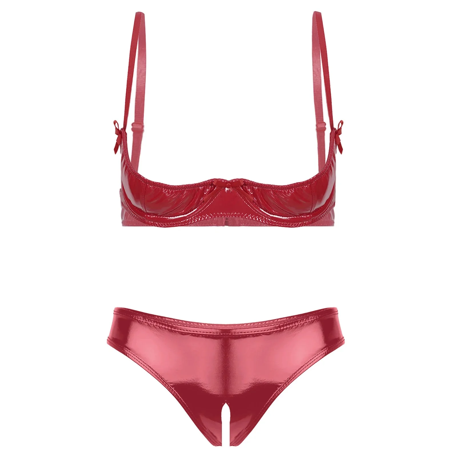 Conjunto de lencería de látex con escote abierto - Image 4