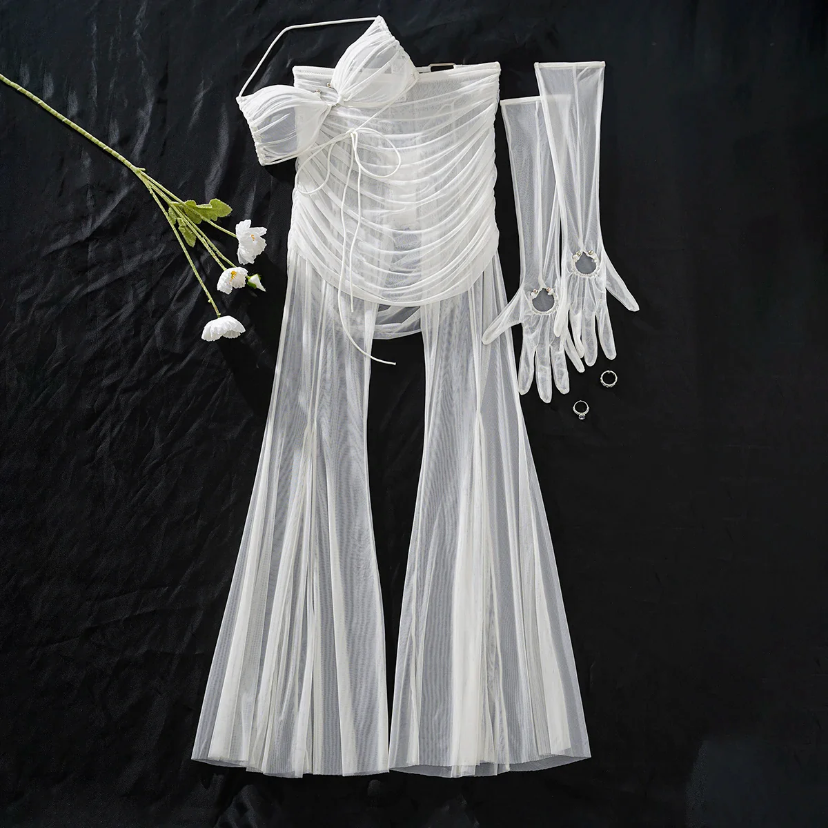 Conjunto de lencería de malla con pantalones y top - Image 4