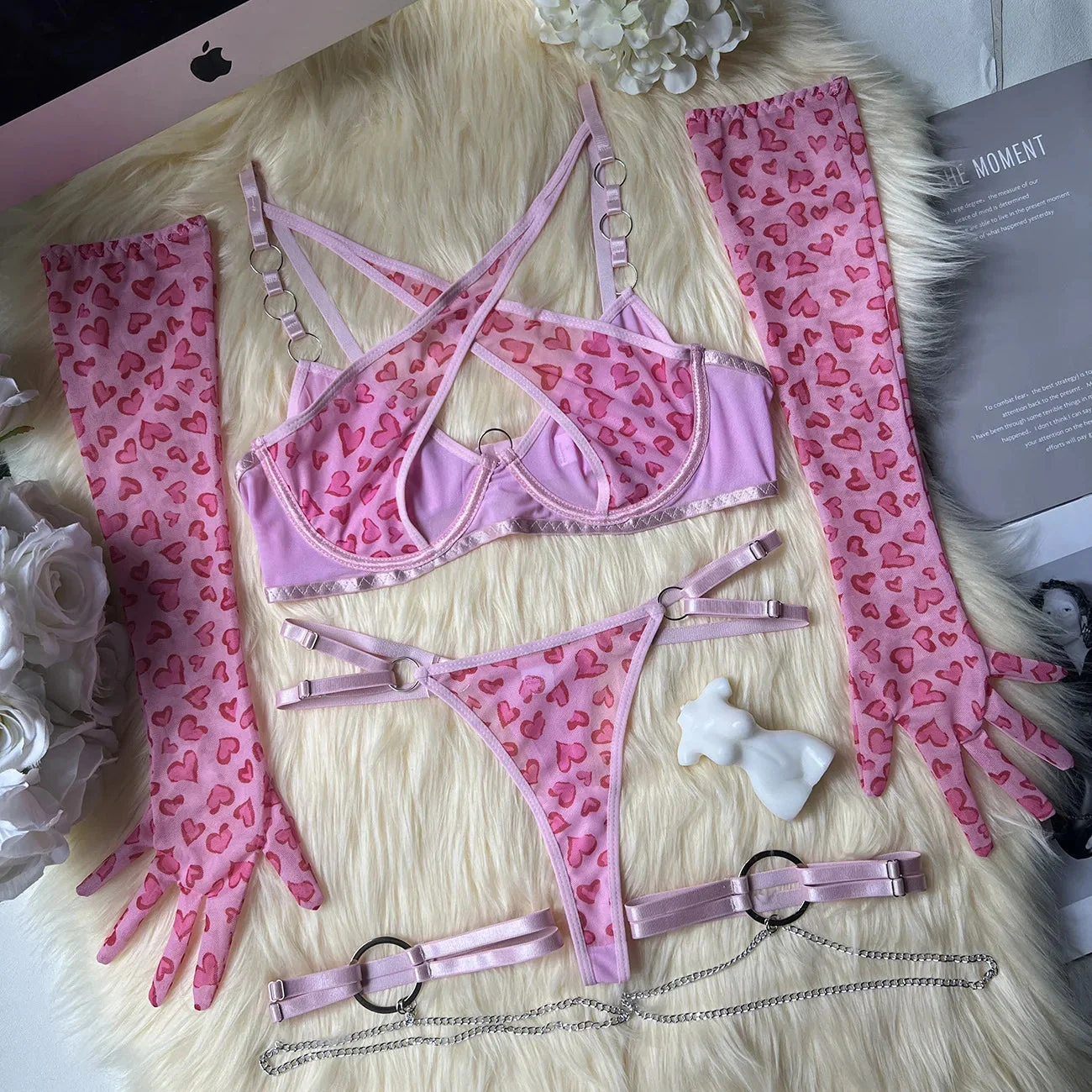 Conjunto de lencería rosa con estampado de leopardo Melissa - Image 6