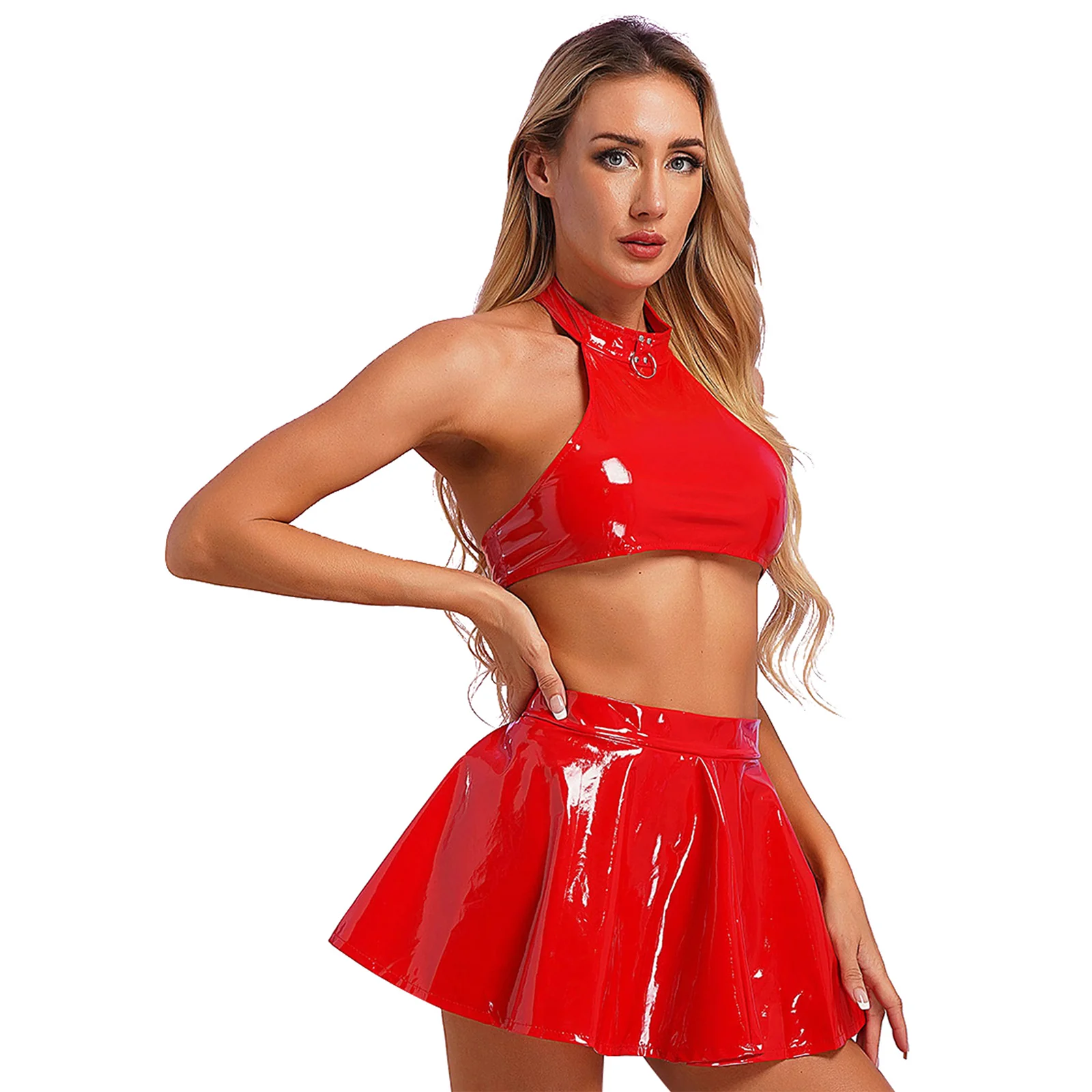 Conjunto de top con minifalda de látex - Image 2