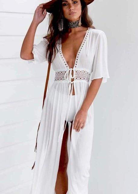 Kimono blanco de playa