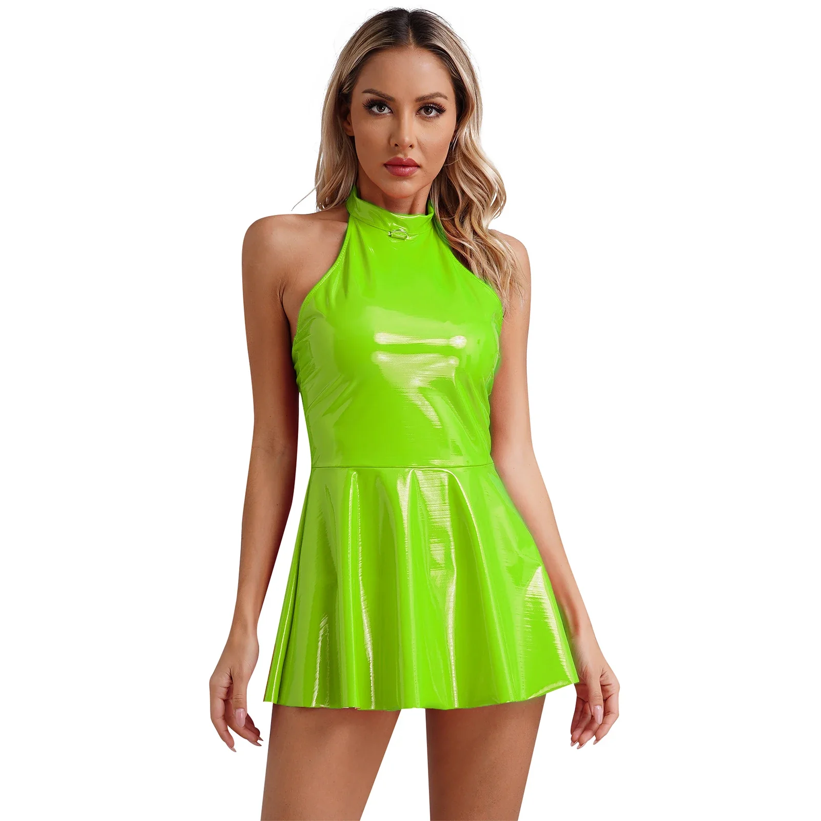 Minivestido de látex con choker - Image 8