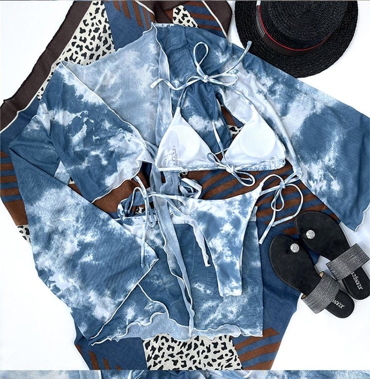 Ropa de baño de cuatro piezas con efecto tie dye - Image 5