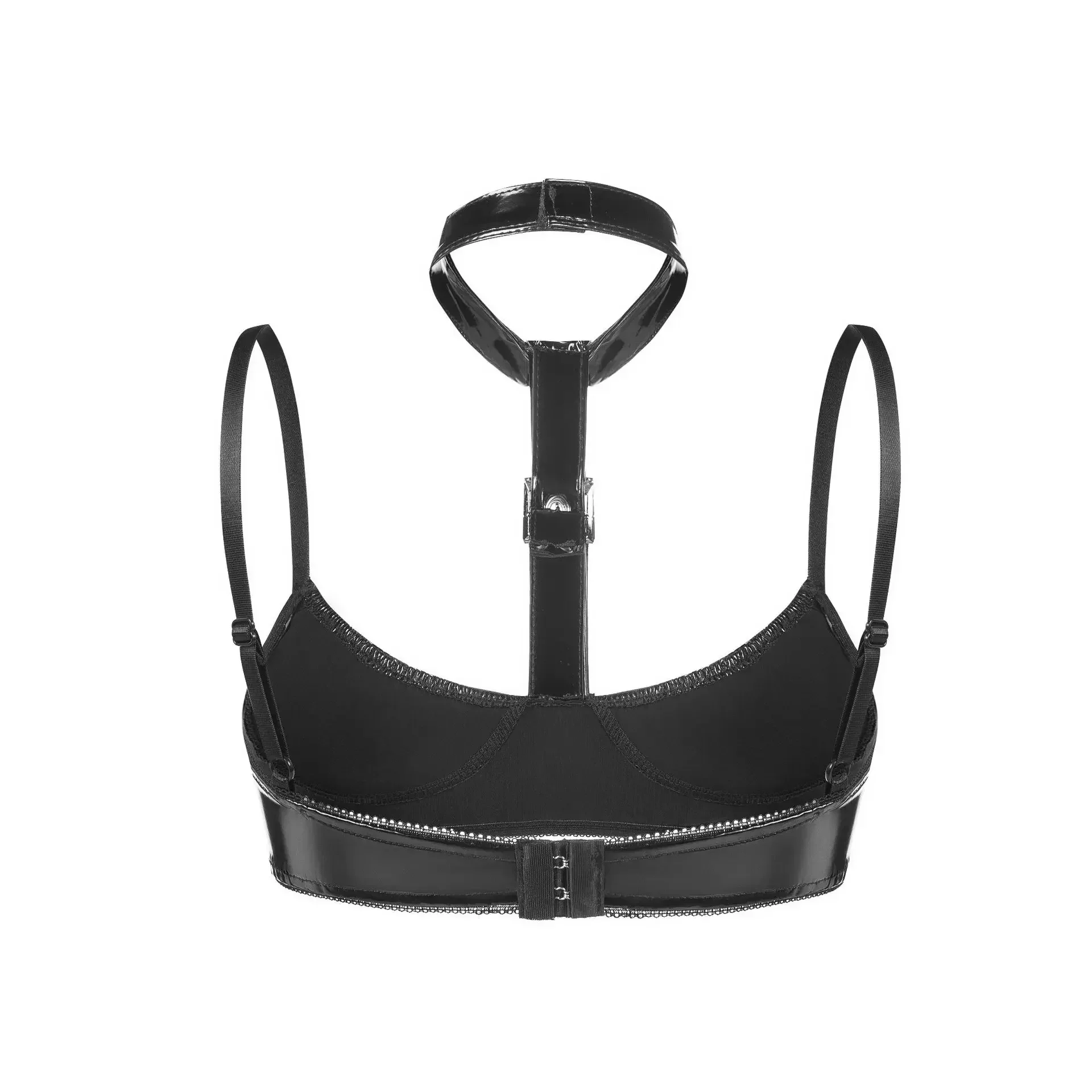 Sujetador de cuero sintético con choker - Image 3