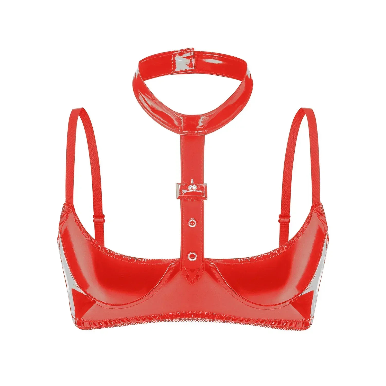 Sujetador de cuero sintético con choker - Image 4