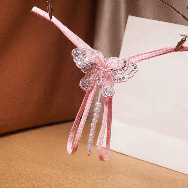 Tanga con mariposa bordada y perlas - Image 7