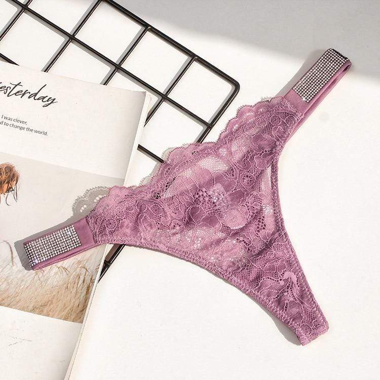 Tanga de encaje con cristales