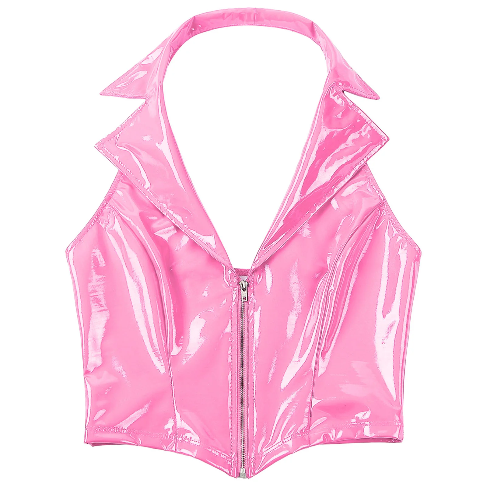Top de látex con collar y cremallera - Image 5