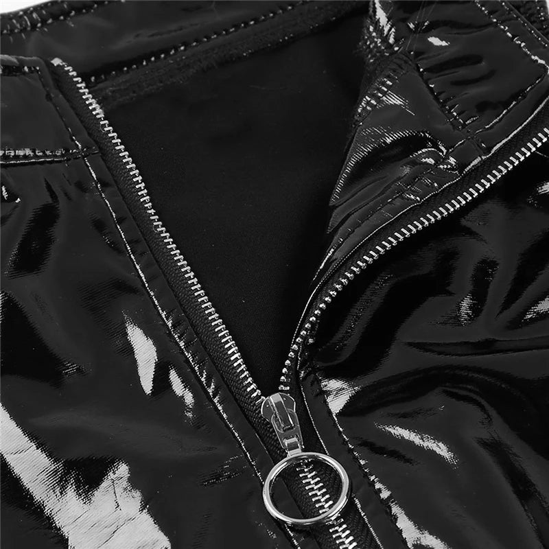 Top de látex con cuello alto y cremallera - Image 6