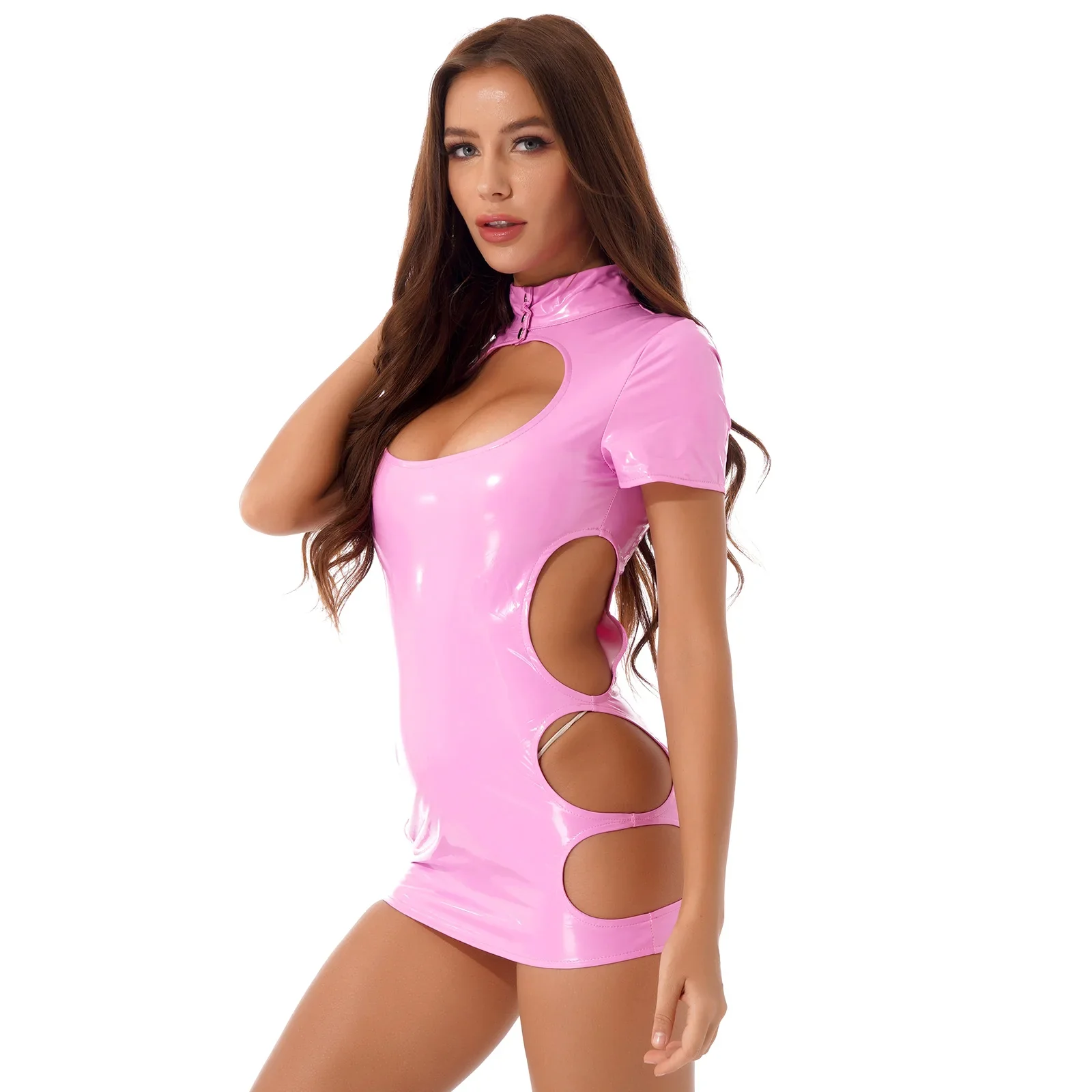 Vestido de látex con recortes sensuales - Image 7