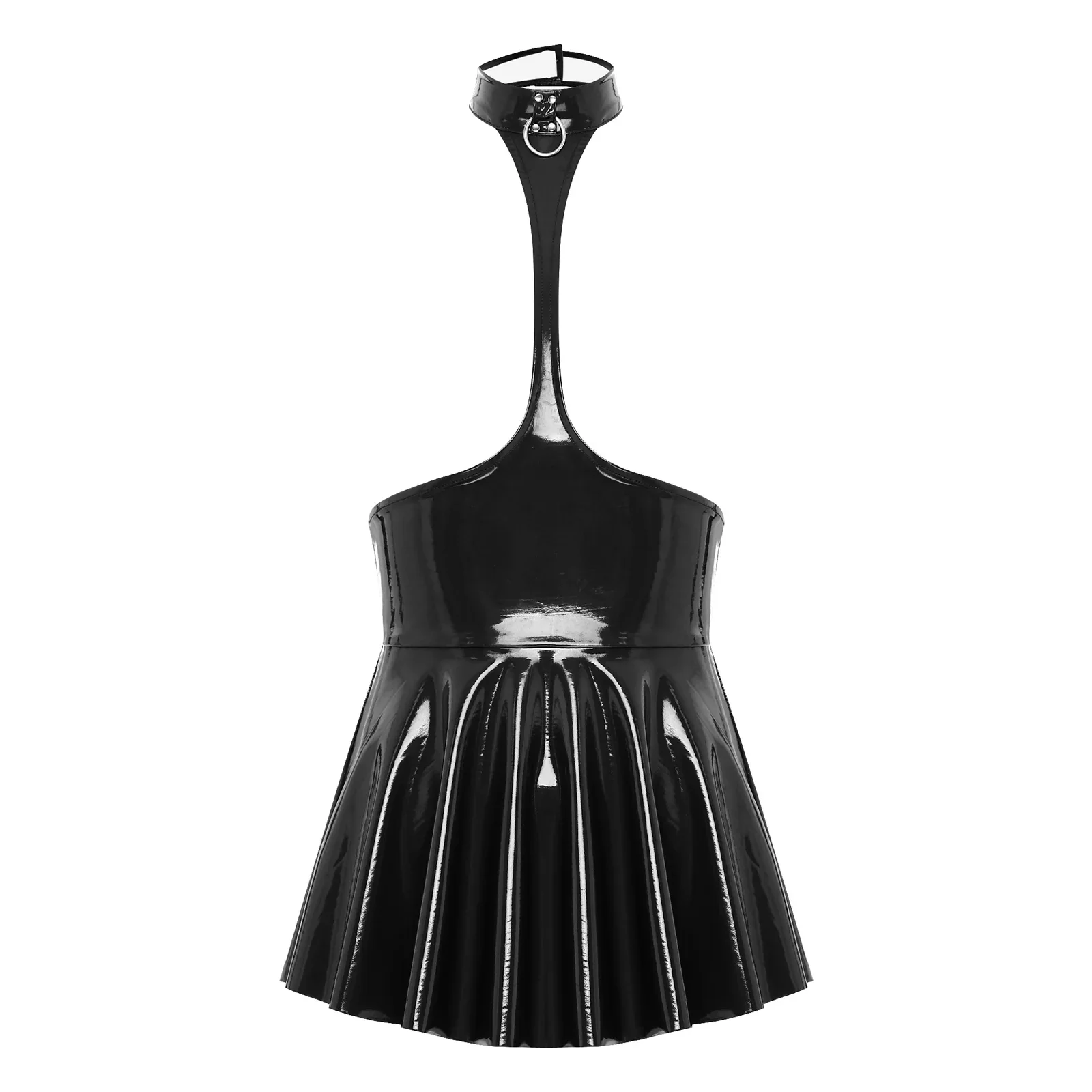 Vestido de látex sin escote con choker