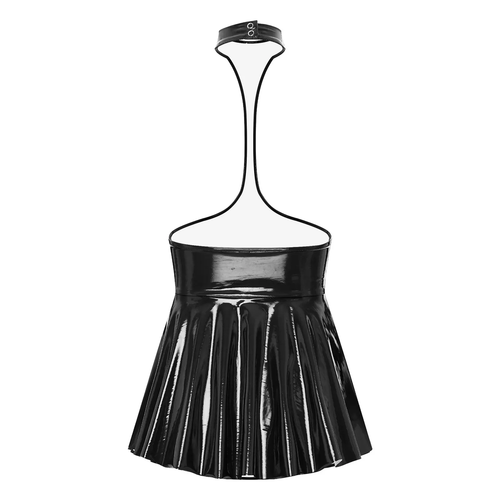 Vestido de látex sin escote con choker - Image 2