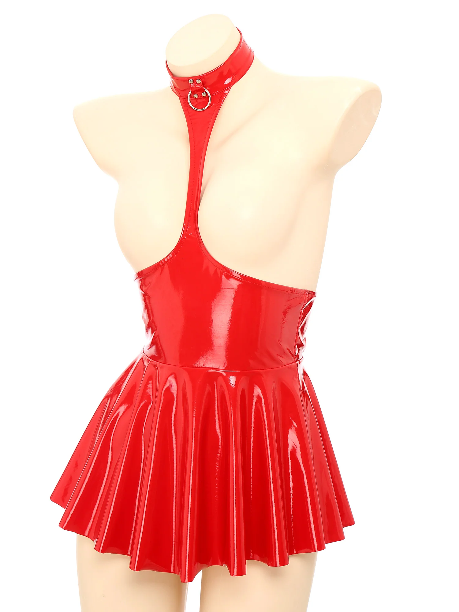 Vestido de látex sin escote con choker - Image 6