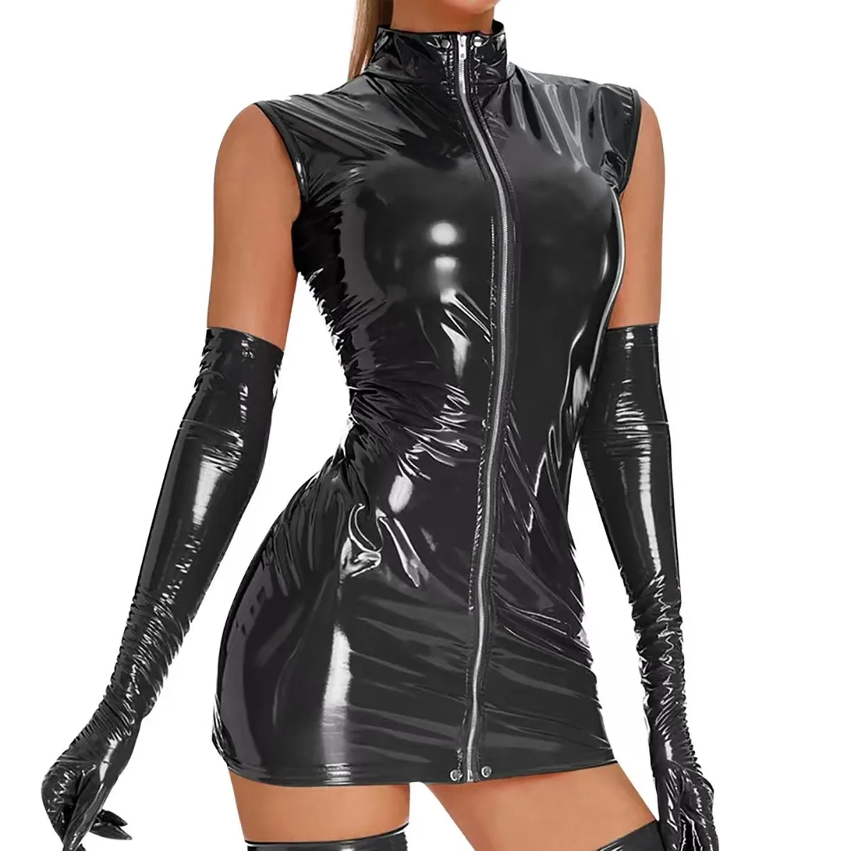 Vestido de látex sin mangas - Image 6